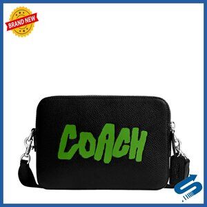 Leather Crossbody Bag with Adjustable Strap and Zip Compartments